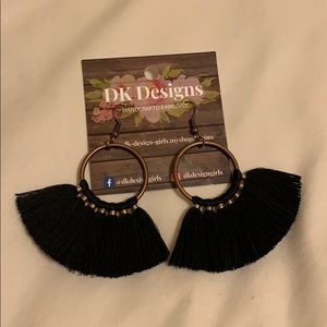 Small Business Black Fringe Earrings